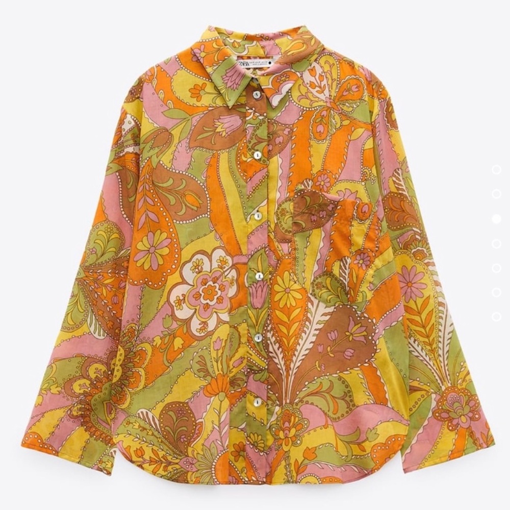 Zara printed 70’s floral blouse